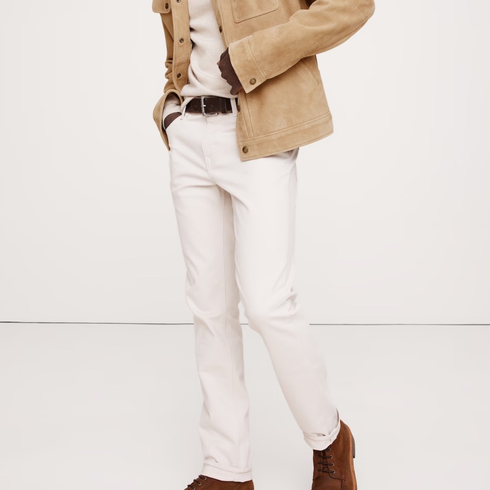 Banana Republic MEN’S Traveler Pant off-white 32x30 Slim Fit